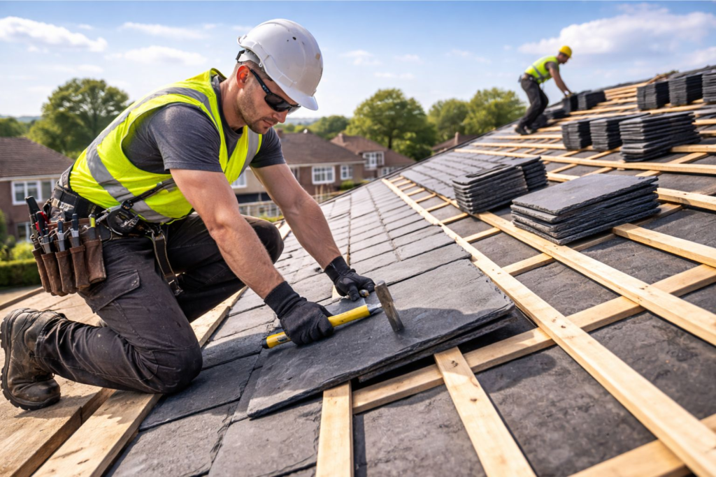 Roof replacement cost Worcester project example showing completed installation