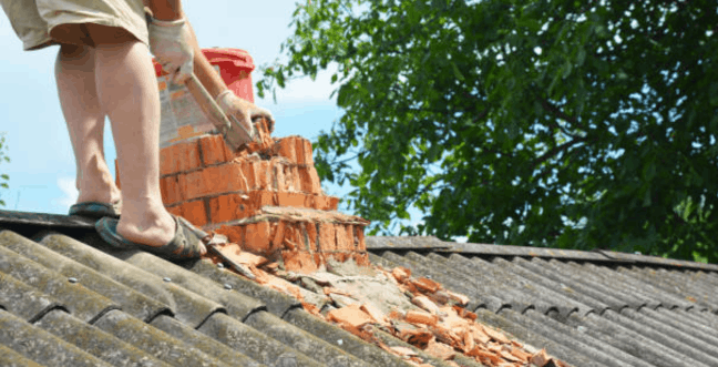 Chimney brick repair in Worcester fixing damaged chimney bricks.