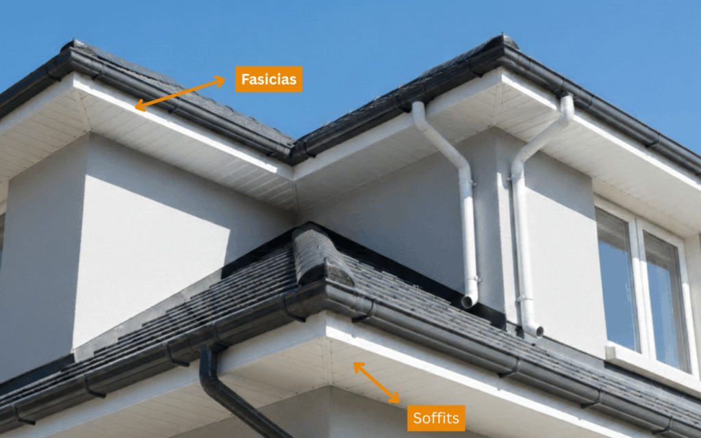 Fascias and soffits installation Worcester on roofline.