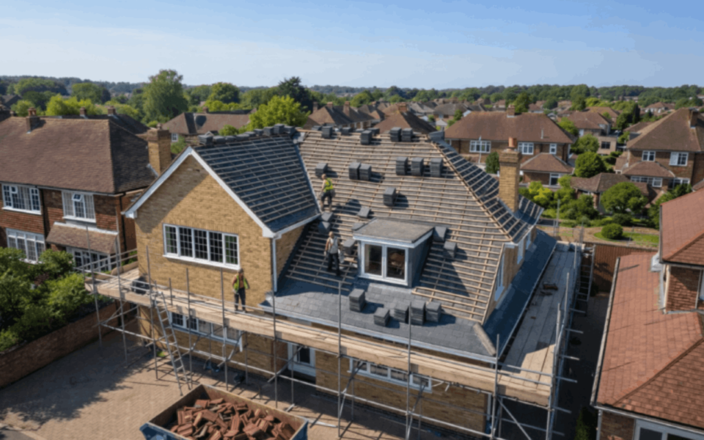 Roof replacement Worcester on residential property.